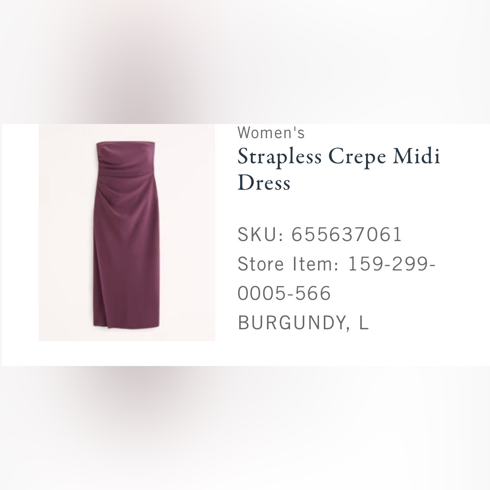 Women’s Strapless Crepe Midi Dress Size Large